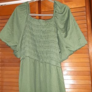 Lularoe Alina 3xl Sage Green Knee Length Dress Peasant style smocking